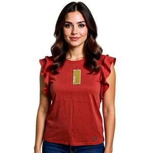 MICHAEL KORS Women S Sangria Ruffle‎ Sleeve T Shirt Top MSRP 84